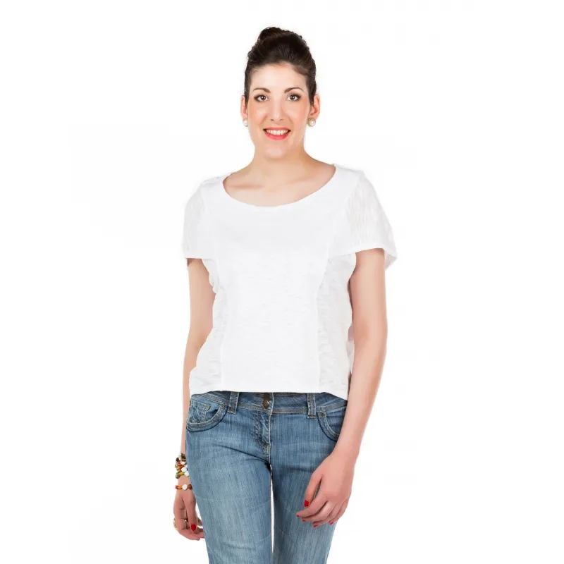 T-shirt blanc emmanchure « cape » Flamenzo – Femme grande